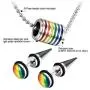 Assorted Gay Lgbt Pride Rainbow Pendant Necklace,2pcs 8MM Punk Rock Rivet Earring Studs,Hypoallergenic Assorted Gay Lgbt Pride Rainbow Pendant Necklace,2pcs 8MM Punk Rock Rivet Earring Studs,Hypoallergenic