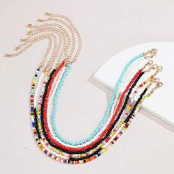 Edary Boho Choker Necklace Multicolor Layered Necklaces Multi Layer Chokers Jewelry for Women(Set of 7)