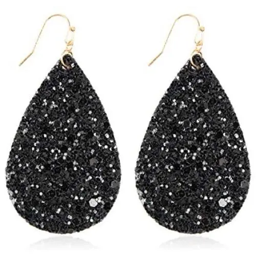 Sparkly Sequin Glitter Geometric Lightweight Simple Drop Statement Earrings - Bohemian Hook Dangles Faux Leather Marquise, Petal Leaf, Teardrop Druzy Sparkly Sequin Glitter Geometric Lightweight Simple Drop Statement Earrings - Bohemian Hook Dangles Faux Leather Marquise, Petal Leaf, Teardrop Druzy