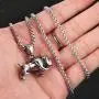 HZMAN Pet Jewelry 3D Bulldog Stainlss Steel Pendant Dog Necklace