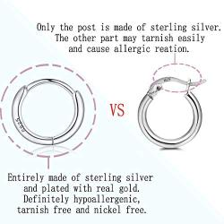 925 Sterling Silver Small Huggie Hoop Earrings for Women Men Hypoallergenic Cartilage Earrings for Girls Silver/Gold/Black 12mm