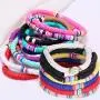 SOOWOOT Heishi Surfer Bracelets-Handmade Rainbow Bead Bracelet Set Stackable Vinyl Disc Stretch Bracelet Boho Beaded Bracelets Jewelry for Women Girls