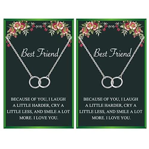 Your Always Charm Best Friend Neckalces for 2 Interlocking Infinity Circles Gift Best Friends Pendant Friendship Necklace for Women Girls