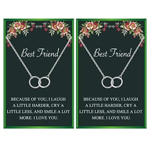 Your Always Charm Best Friend Neckalces for 2 Interlocking Infinity Circles Gift Best Friends Pendant Friendship Necklace for Women Girls