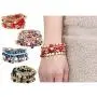 CASSIECA 4 Sets Bohemian Stackable Bead Bracelets for Women Multilayer Stretch Beaded Bracelets Set Multicolor Boho Bracelets Jewelry Sets for Women