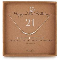21st Birthday Jewelry Gifts For Her 21 Morse Code Necklace 925 Sterling Silver Two Tone Bead Women Daughter Best Friend 21 Year Old Gift