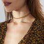 Lalynnly 14K Gold Plated Chain Medallion Bead Simple Minimalist Choker Pendant Necklace Dainty Jewelry for Women Girls