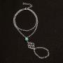 Yalice Boho Hand Chains Turquoise Finger Bracelet Ring Slave Hand Jewelry for Women and Girls (Silver)