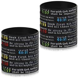 Finrezio 12PCS Religious Silicone Wristbands Bracelets Popular Bible Verses Bracelets for Men Women Christian Religious Jewelry Gifts