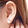 7-7.5mm Freshwater Pearl Earrings with Moissanite 925 Sterling Silver Plated 18K White Gold for Women Girls