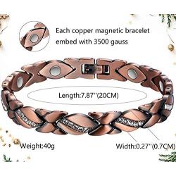 Jecanori Copper Bracelets for Women Magnetic for Arthritis Pain Relief~Effective Therapy for RSI&Carpal Tunnel~100% Pure Copper Crystal Bracelets~Jewelry Gift with Adjust Tool