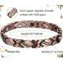 Jecanori Copper Bracelets for Women Magnetic for Arthritis Pain Relief~Effective Therapy for RSI&Carpal Tunnel~100% Pure Copper Crystal Bracelets~Jewelry Gift with Adjust Tool