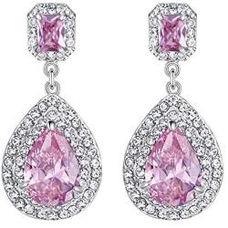 EVER FAITH Womens Austrian Crystal Zircon Teardrop Dangle Earrings