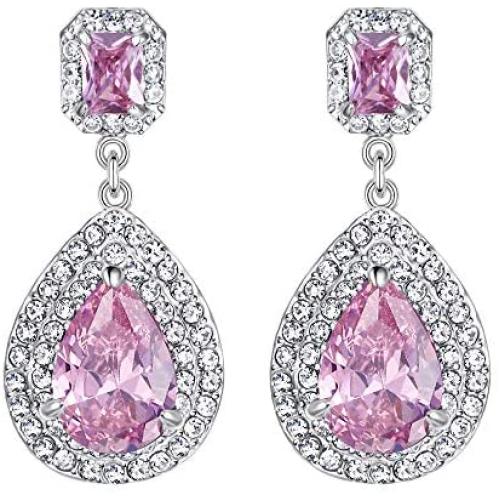EVER FAITH Womens Austrian Crystal Zircon Teardrop Dangle Earrings
