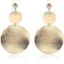 ONLYJUMP Shimmering Round Disc Metal Dangle Earrings for Women Girls Fashion Retro Frosted Gold Silver Big Circle Geometric Statement Ear Jewelry
