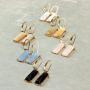 Simple Geometric Natural Stone Statement Earrings - Jewel Crystal Quartz Fringe, Oval Threader Hoops, Hexagon Studs, Shield Disc Huggie Drop