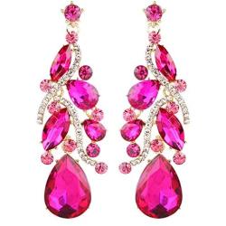 BriLove Womens Bohemian Boho Crystal Multi Teardrop Filigree Cluster Chandelier Dangle Earrings
