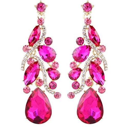 BriLove Womens Bohemian Boho Crystal Multi Teardrop Filigree Cluster Chandelier Dangle Earrings