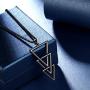 beautlace Three Triangles Geometric Necklaces 18K Gold/Silver/Black Gun Plated Circle and Square Pendant Charm Minimalist Jewelry for Men and Women