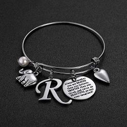 M MOOHAM Initial Charm Bracelet Elephant Llama Pineapple Horse Gifts for Women Girls, Engraved Quote Charm Bracelet Jewelry Gifts
