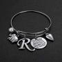 M MOOHAM Initial Charm Bracelet Elephant Llama Pineapple Horse Gifts for Women Girls, Engraved Quote Charm Bracelet Jewelry Gifts