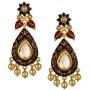 Efulgenz Indian Bollywood 14K Gold Plated Crystal Kundan Pearl Leaf Floral Chandelier Dangle Earrings Jewelry Set