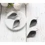Genuine Leather Earrings Set Teardrop Petal Leaf Leather Dangle Earrings Leather Feather Drop Earring for Women Girls, S/M/L