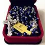 elegantmedical HANDMADE Blue Tiger Eye Beads & Silver Rose Beads ROSARY CROSS Crucifix Necklace box