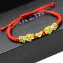 Feng Shui The Best Red String Bracelet with Double Pi Xiu/Pi Yao and Golden Wealth Ingots Bracelet Jewelry Attract Wealth and Good Luck