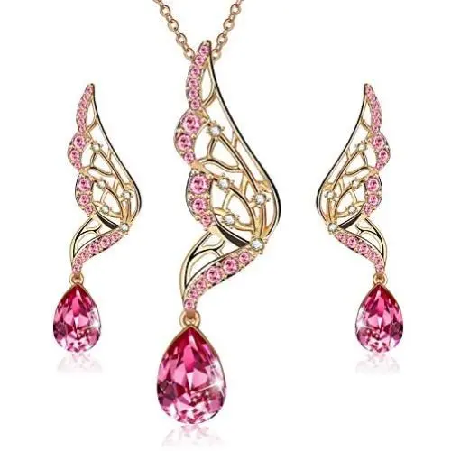Menton Ezil Butterfly Wings Necklace and Earrings Set for Women 18K Gold Plated Jewelry Set Crystal from Swarovski Jewelry Gift for Girls Wife Mom Menton Ezil Butterfly Wings Necklace and Earrings Set for Women 18K Gold Plated Jewelry Set Crystal from Swarovski Jewelry Gift for Girls Wife Mom