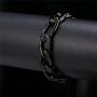 Men Steel Based Black Gun Plated 12mm Wide Figaro Chain Bracelet