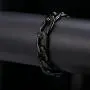 Men Steel Based Black Gun Plated 12mm Wide Figaro Chain Bracelet
