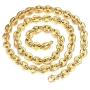 Trendsmax 7mm Coffee Beans Link Chain Necklace Gold Plated Stainless Steel Twisted Rope Chain for Men Women Hip Hop Rappers Necklace