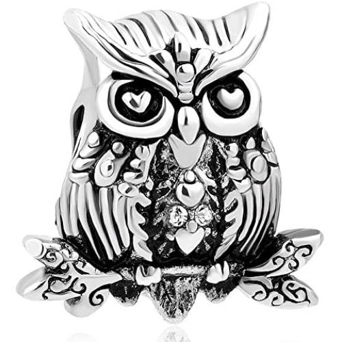 Casa De Novia Jewelry Lucky Owl Wisdom Animal Lovers Charm Bird Beads for Charm Bracelets