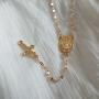Donbnine Cross Pendant Necklaces Long Chain Y Lariat Religious Silver Jewelry for Women (gold)