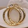 Redhithot Lots 4 Pieces/Set 18K Gold Plated - Big Hollow Geometry Carved Multilayer Circle Bling Bling Boho Beach Hoop Stud Earrings Jewelry for Women Girls Lady