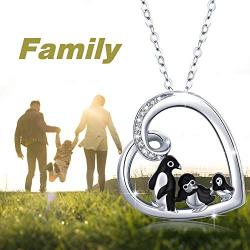 JUSTKIDSTOY Penguin Necklace 925 Sterling Silver Cute Necklace Family Penguin Gifts for Women Girls