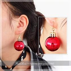 Gifts Ornament Dangle Earrings For Women Girls Christmas Red Ball Alloy RareLove
