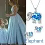 Aurora Tears Elephant Jewelry Women 925 Sterling Silver Crystal Birthstone Animal Elephants Necklace/Earring/Ring Birthday Jewelry