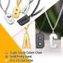 ChainsPro Men/Women Stunning Monogram Letter Necklace, A to Z Initial Charm with Chain-22+2''-Adjustable, 316L Stainless Steel/Gold Plated/Black (Send Gift Box)