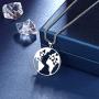 beautlace World Map Necklace Silver/18K Gold/Black Gun Plated Geometric Globe Earth Wanderlust Pendant Round Coin World Continents Travel Gifts for Men and Women
