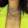 Simple Hearts Necklace Lolita Choker Chain for Girls Women Layered Cuban Chunky Chain Necklace Chic Style Wedding Dress Jewelry (Silver 1)