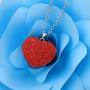 Ouran Long Necklace for Women,Love Heart Pendant Necklace for Girls Gift Silver Chain Necklace with CZ Crystal