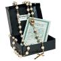Catholic Beige Rosary Prayer Beaded Jerusalem Cross Crucifix Christ Jesus Necklace Decor with Holy Soil from Jerusalem for Auto Car for Men Women Religious Jewelry Pendant 20.5''