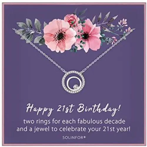 SOLINFOR 21st Birthday Gifts for Her - Sterling Silver Jewelry with Gift Wrapping, Card - 21 Year Old Necklace Gift for Women, Best Friend, Daughter SOLINFOR 21st Birthday Gifts for Her - Sterling Silver Jewelry with Gift Wrapping, Card - 21 Year Old Necklace Gift for Women, Best Friend, Daughter