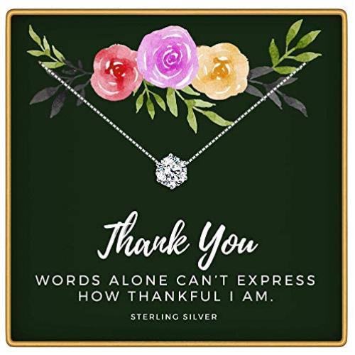 KEDRIAN Thank You Necklace, 925 Sterling Silver, Thank You Gifts for Women, Appreciation Gifts for Women, Teacher Appreciation Gifts, Thank You Gift, Friendship Necklace, Employee Appreciation Gifts