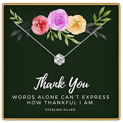 KEDRIAN Thank You Necklace, 925 Sterling Silver, Thank You Gifts for Women, Appreciation Gifts for Women, Teacher Appreciation Gifts, Thank You Gift, Friendship Necklace, Employee Appreciation Gifts
