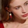 coadipress 4 Pairs Matte Statement Curved Earrings Set for Women Girls Fashion Yellow Black Paint Gold Metal Geometric Dangle Drop Earrings Jewelry Gifts