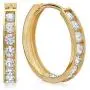 Dazzlingrock Collection 14k Round Cut White Cubic Zirconia CZ Ladies Huggie Hoop Earrings (2.6 mm Width x 14.5 mm Length), Yellow Gold Dazzlingrock Collection 14k Round Cut White Cubic Zirconia CZ Ladies Huggie Hoop Earrings (2.6 mm Width x 14.5 mm Length), Yellow Gold