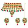 Aheli Stylish Bollywood Diva Deepika Padukone Reception Designed Choker Necklace with Maang Tikka Set Indian Traditional Wedding Fashion Jewelry for Women Girls